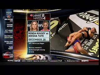 Ronda Rousey and Miesha Tate sit face to face in the Sportscenter studio 8113