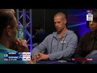 Patrick Antonius and Ryan Riess at the EPT Barcelona Feature Table | PokerStars