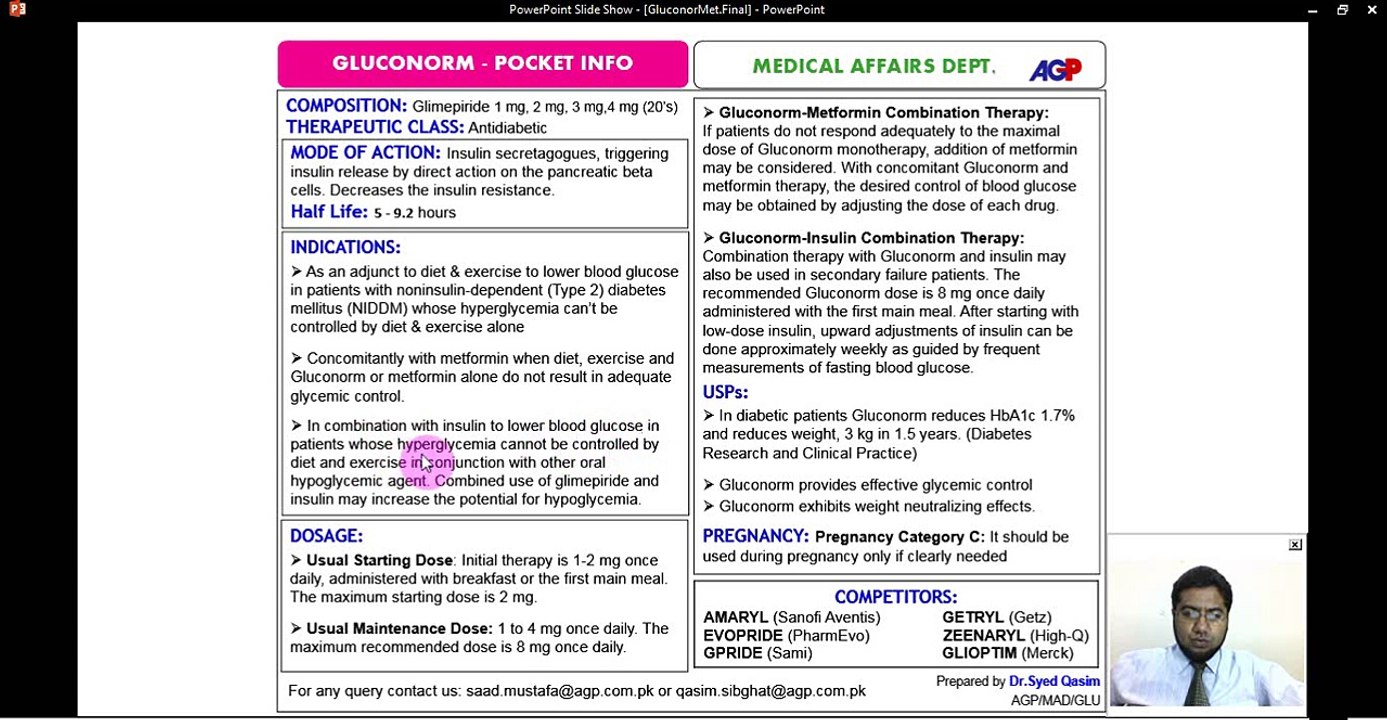 Gluconorm Pocket Info Training by Dr. Syed Qasim