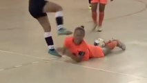 Indoor Soccer Player Viciously Kicks Girl in Neck for Showing Off