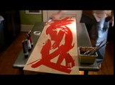 How to Create a Large Abstract Painting : How to Squeegee 1st Color of an Abstract Painting