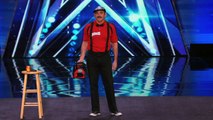 Grandpa Show: Blindfolded Stuntman Performs with Chainsaw - America's Got Talent 2015