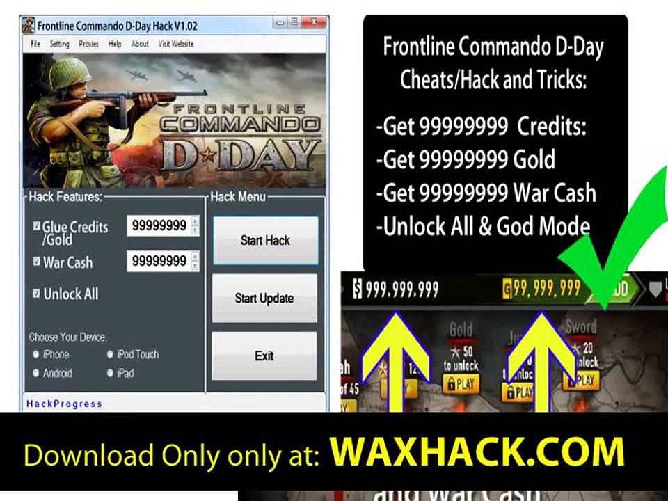 Instantly have Many of War Cash and Gold With Frontline Commando DDay Cheats