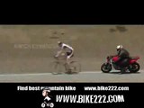 Motorcycle hit consecutive two bicycles