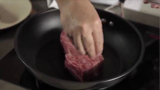 Wagyu steak slow cooked using induction