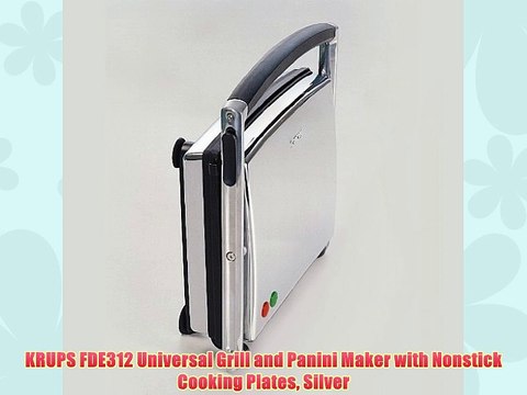 KRUPS FDE312 Universal Grill and Panini Maker with Nonstick Cooking Plates Silver