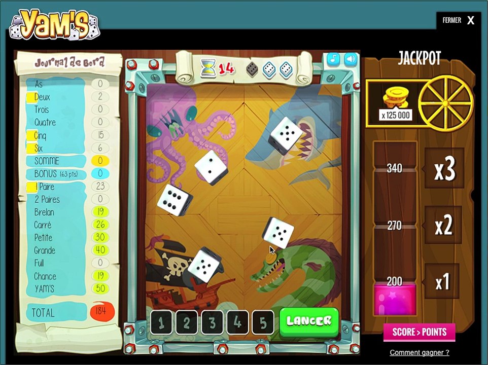 Jeu de dés en ligne - Yam's Ludokado