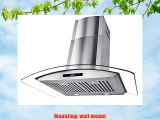 AKDY 36 Wall Mount Stainless Steel Glass Range Hood AZ668AS90 Touch Panel Control Baffle Filter