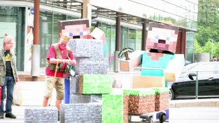 Minecraft In Real Life Pranks 4 - Block Pranks In Public!