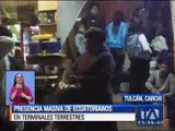 Presencia masiva de ecuatorianos en terminales terrestres