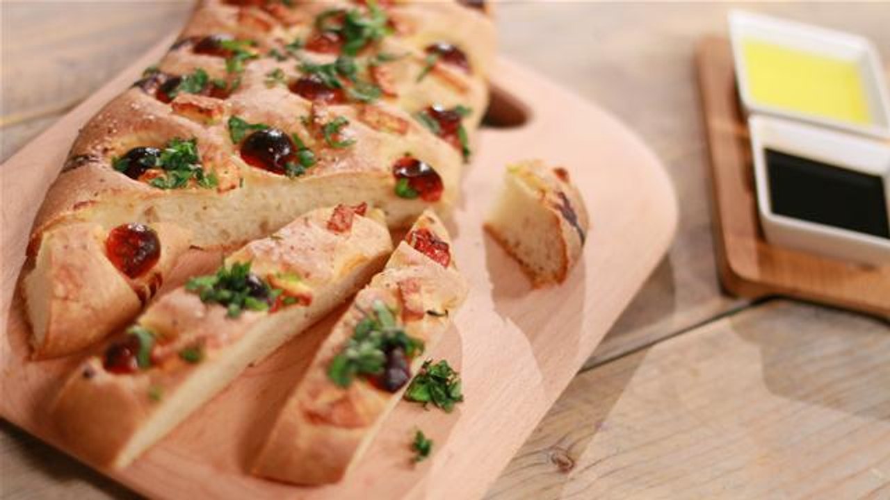 Homemade Tomato, Feta and Basil Focaccia