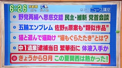 辛坊治郎の朝刊早読みニュース 20150901 時間制限でカットした「猫もぐらたたき」