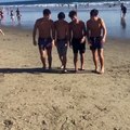 Grayson Dolan When you only bring one towel to the beach..  Cameron Dallas, Aaron Carpenter, Ethan Dolan