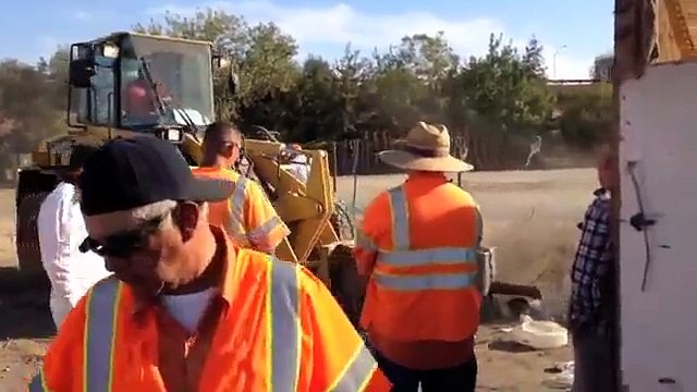 Fresno CA October 23 2013 Grain Silo Homeless Community Destroyed