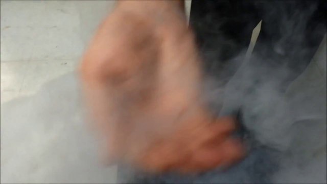 Droping liquid nitrogen on the floor in a science lab!