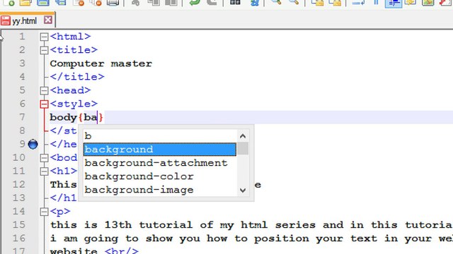 how to create a website in html using notepad adding position to a text _ tutorial 13