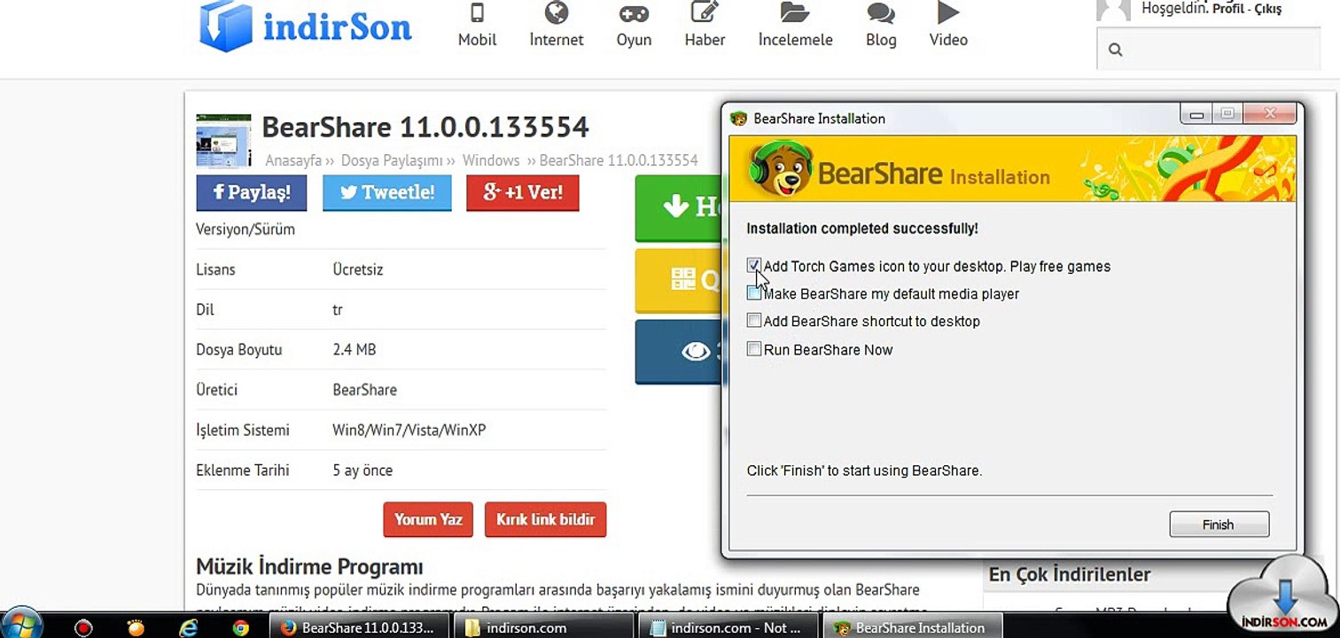 BearShare müzik indirme kurulum