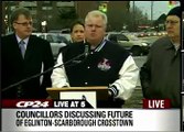 Rob Ford speaks about congested Eglinton Ave, while standing in front of Eglinton Ave