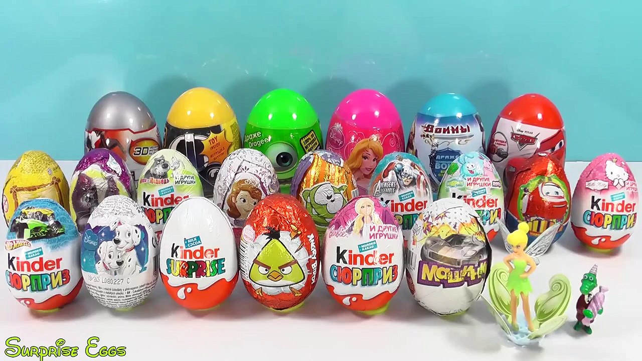 23 Surprise eggs Angry Birds Monsters University Kinder Disney Princess  Pixar Cars