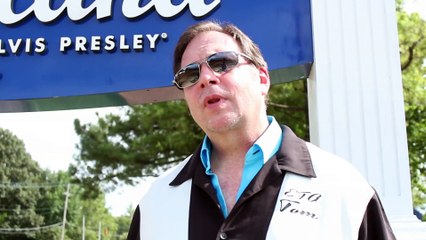 Tom Fulcher cuts an ad for Walkin' On The Blvd Elvis Week 2015