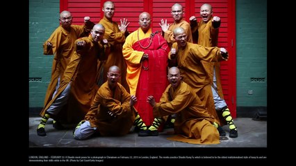 The monks practice Shaolin Kung Fu