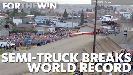 Semi-truck sets world record for longest jump