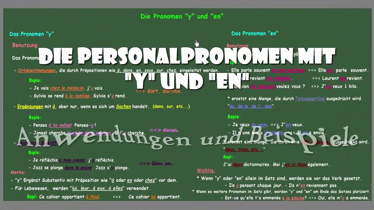 Die Personalpronomen -y- und -en- Franzosisch Grammatik