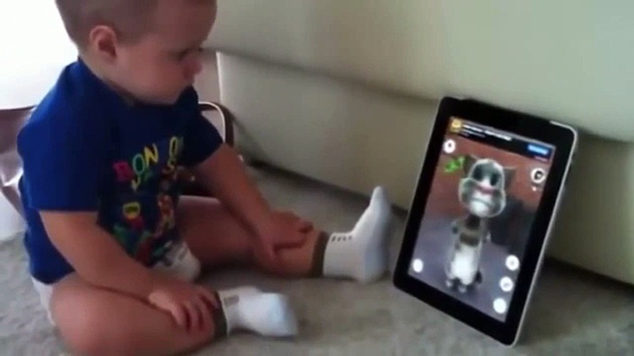 Funny Baby vs. Tom The Talking Cat, on an iPad Funny