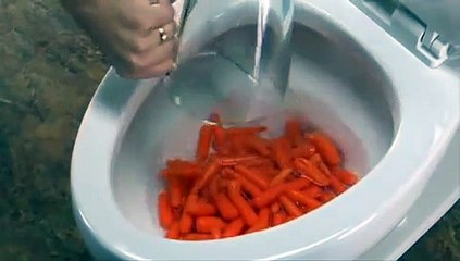 Il verse des carottes, de la bouffe pour chien, des raisins, ... dans les toilettes ! La suite est impressionnante !