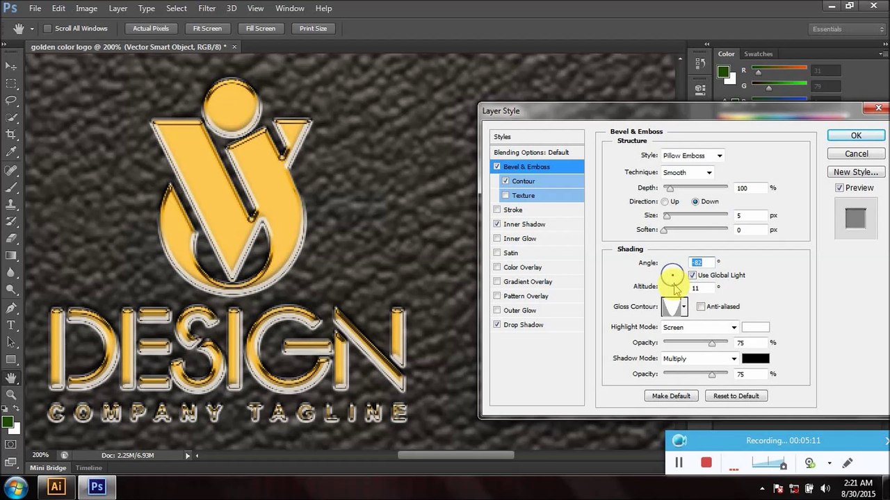 How to make a golden color logo on photoshop