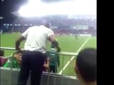 Costa Rica boss Paulo Wanchope fights a security guard during match v Panama