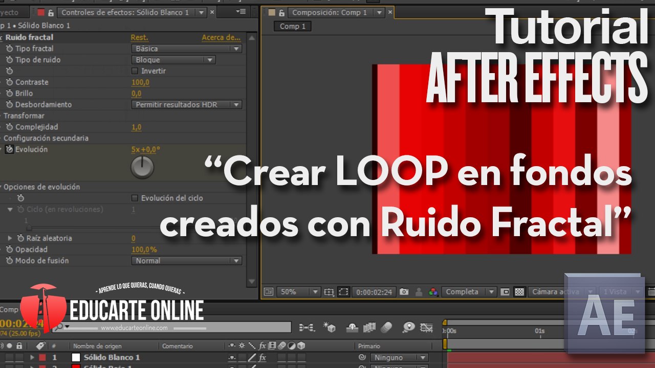 Crear loop en fondos creados con Ruido Fractal - Tutorial After Effects