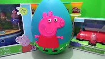 Giant Peppa Pig Play Doh Surprise Egg w/ Grandpa Pig's Bathtime Boat, Peppa Pig's Car & Toys Figure