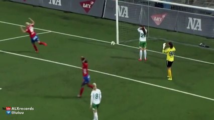 Örebro's Helén Eke with one of the most crazy own goals of all the time v Hammarby