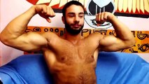 preview : hairy tall teen fitness athlet Max flexes chest, biceps, abs   17min.