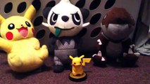Pokemon Plush (Pikachu, Pancham, and Tyrunt) and Pika~Pika~ the amiibo