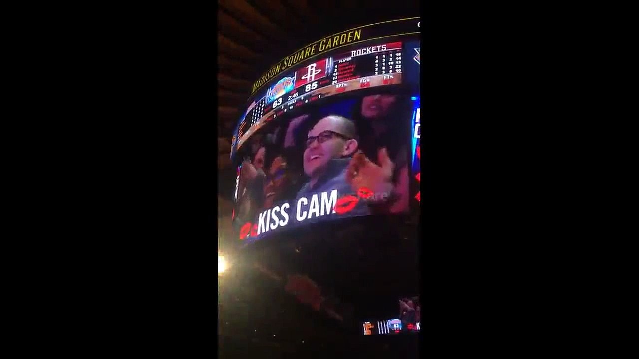 Funny kiss cam   girl kisses stranger
