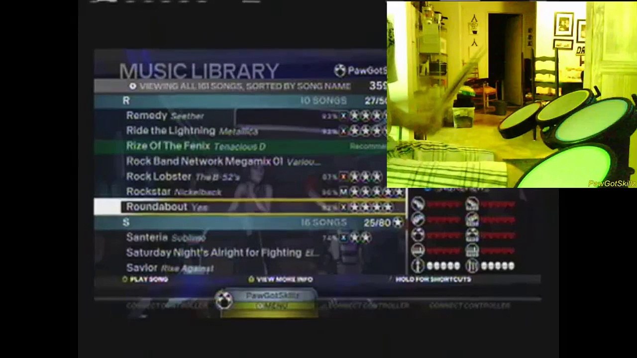 Practicing Para-diddles on Rockband 3 (Roundabout)