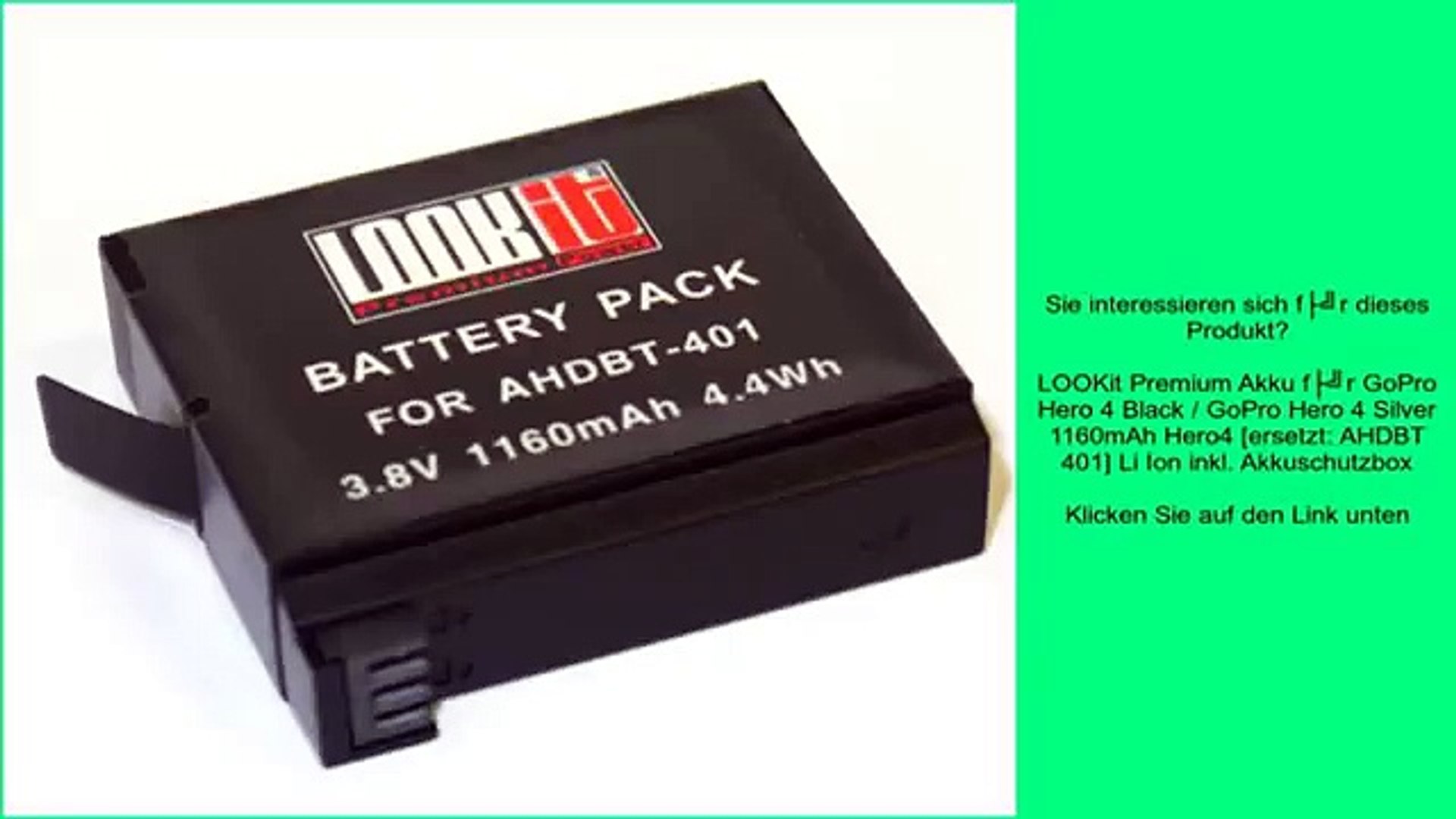 Lookit Premium Akku Fur Gopro Hero 4 Black Gopro Hero 4 Silver 1160mah Hero4 Ersetzt Ah Video Dailymotion