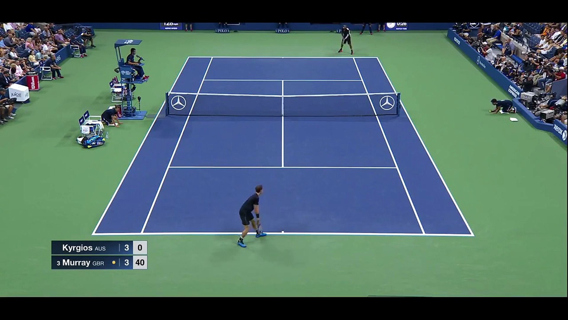 Le magnifique point entre les jambes de Nick Kyrgios face à Andy Murray à  l'US Open - Vidéo Dailymotion