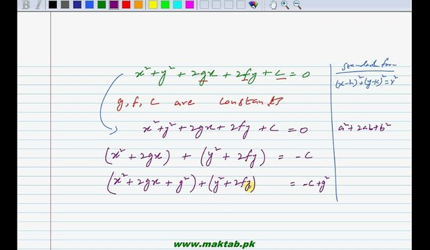 FSc Math Book2, CH 6, LEC 3; General Form of an Equation of a Circle