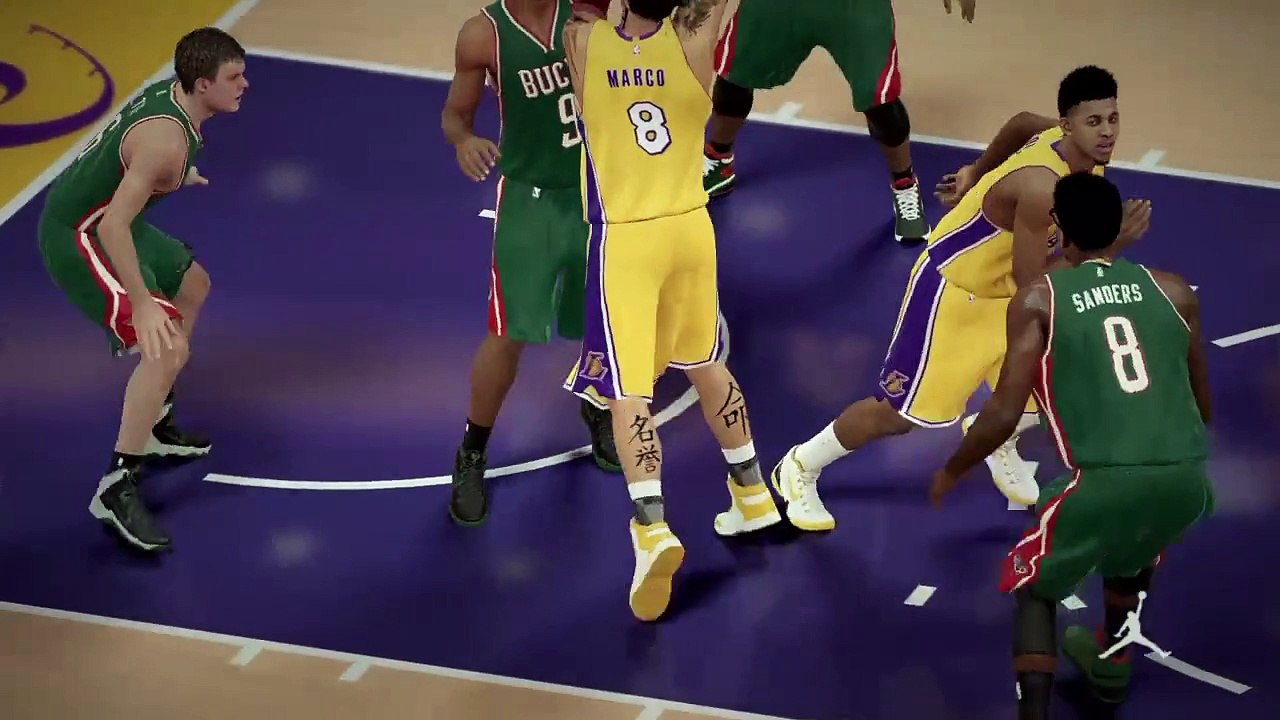 NBA 2K15 PS4 1080p HD Mejores jugadas Los Angeles Lakers-Milwaukee Bucks