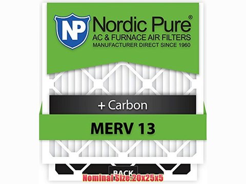 20x25x5 Honeywell Replacement MERV 13 Plus Carbon AC Furnace Air Filters Qty 4