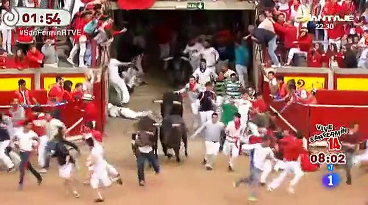 Peligroso y Aterrador. Octavo Encierro San Fermin 2014. Ultimo. 14.07.2014 Miura.
