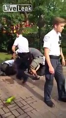 Tough guy resisting arrest at amusement park La Ronde