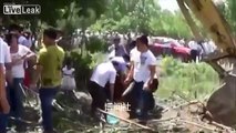 Chinese police sent to seize land from Chinese peasants who have farmed it for centuries.