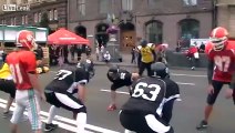 In downtown Kiev this summer - American football and breakdancing