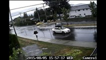 Bicycle Vs Car on a Rainy Day In Chilliwack, BC