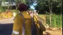 Bridge Collapses Just Seconds After Some Stupid People Go Across