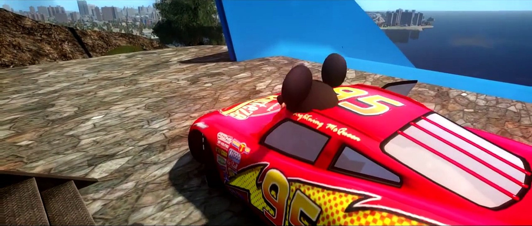 173  BIG RAMPS with Lightning McQueen Cars and Mickey Mouse !!!